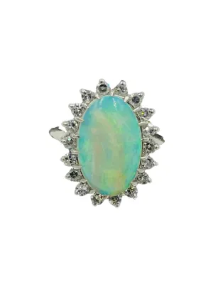 1970s Opal Diamond White Gold Ring