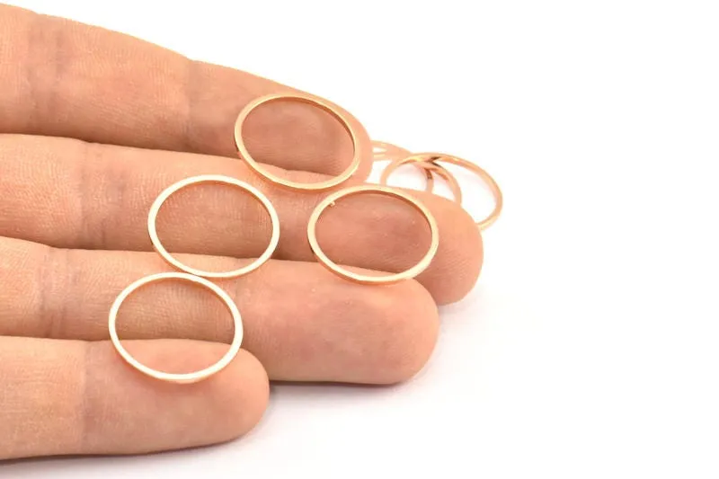 19mm Circle Connectors, 12 Rose Gold Plated Brass Circle Connectors (19x1x1mm) Bs 1095 Q0379