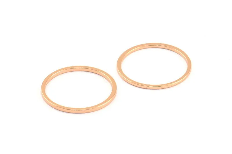 19mm Circle Connectors, 12 Rose Gold Plated Brass Circle Connectors (19x1x1mm) Bs 1095 Q0379