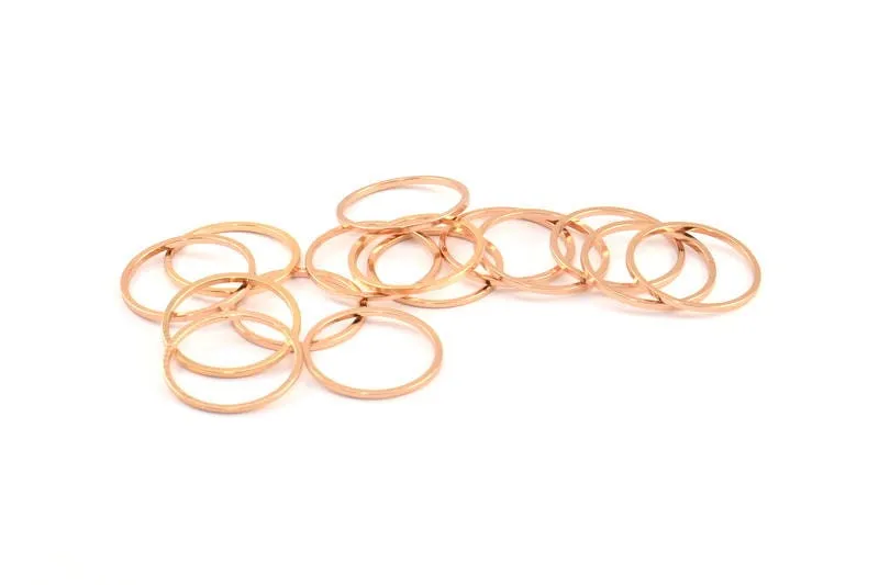 19mm Circle Connectors, 12 Rose Gold Plated Brass Circle Connectors (19x1x1mm) Bs 1095 Q0379