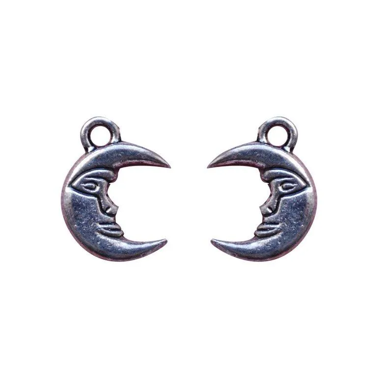 2 Pcs Tibetan Silver Man In The moon Crescent Moon Face 15mm x 12mm 3DCharms Pendants