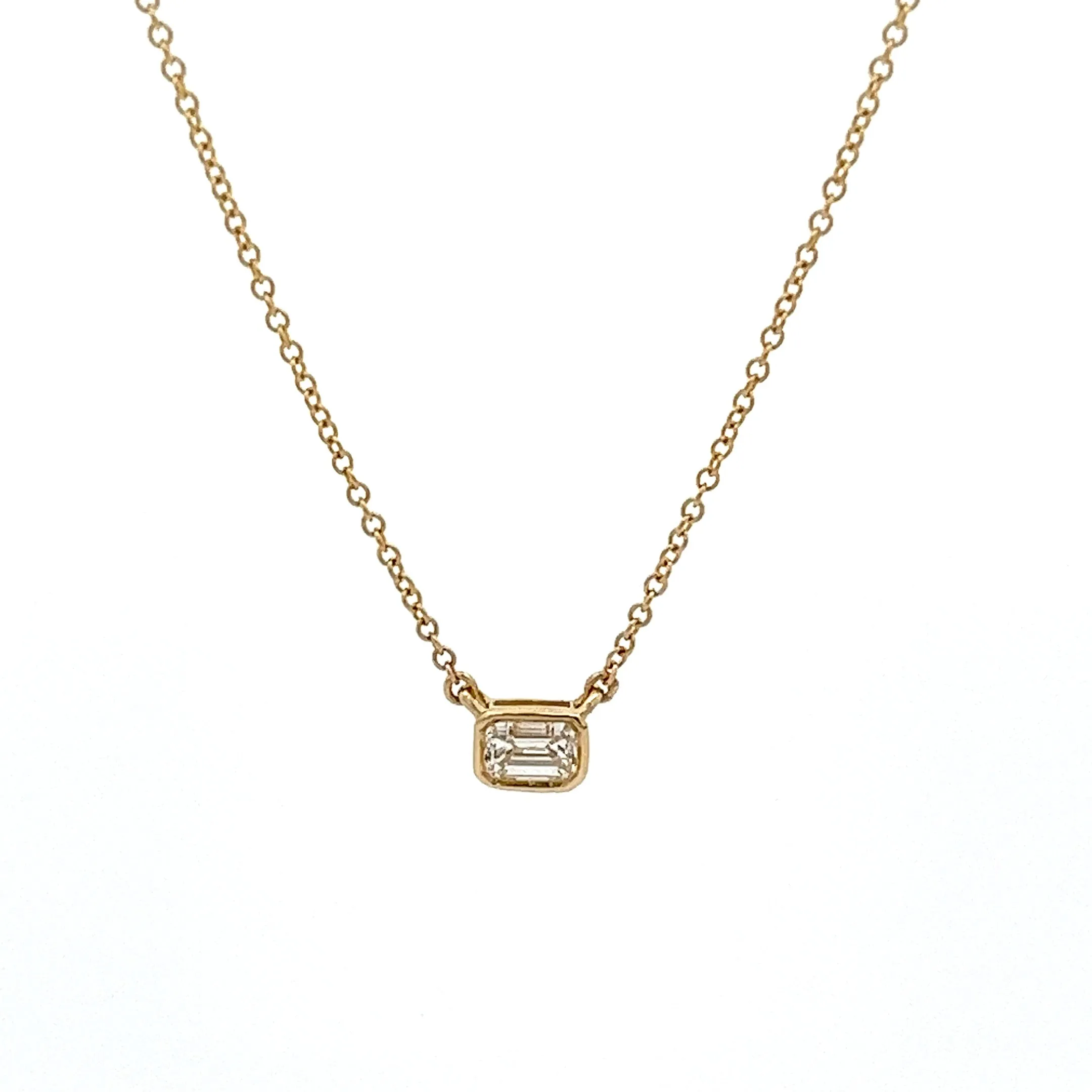 .30ct Emerald Cut 14k Gold Solitaire Pendant