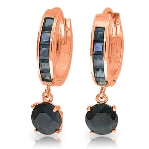 3.3 Carat 14K Solid Rose Gold Huggie Earrings Natural Sapphire