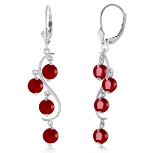 4 Carat 14K Solid White Gold Chandelier Earrings Natural Ruby