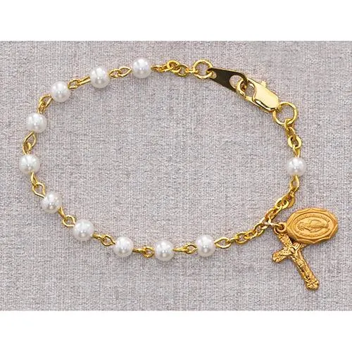 5 1/2" Gold Pearl Bracelet (Style: B28J)