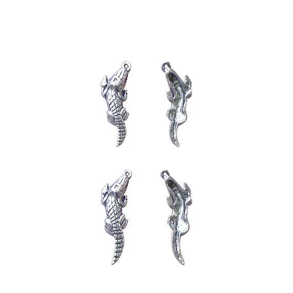 5 Pcs Tibetan Silver Crocodile Alligator Peter Pan 32X11mm 3D Charms Pendants