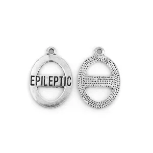 5 Pcs Tibetan Silver Epileptic Medical Alert Message 34mm x 23mm Charms Pendants