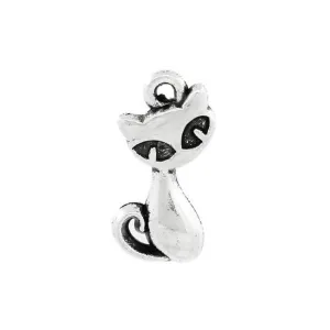 5 Pcs Tibetan Silver SITTING CAT 17mm x 8mm Charms Pendants, Lead & Nickel Free Metal Charms Pendants Beads