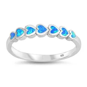 925 Sterling Silver Connected Hearts Ring With Pink Opal