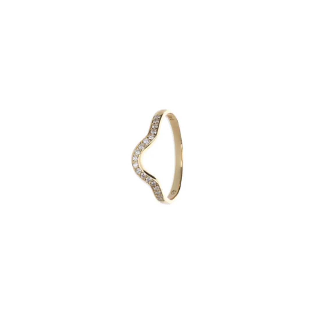 9ct Gold Broad Curve Pave Band