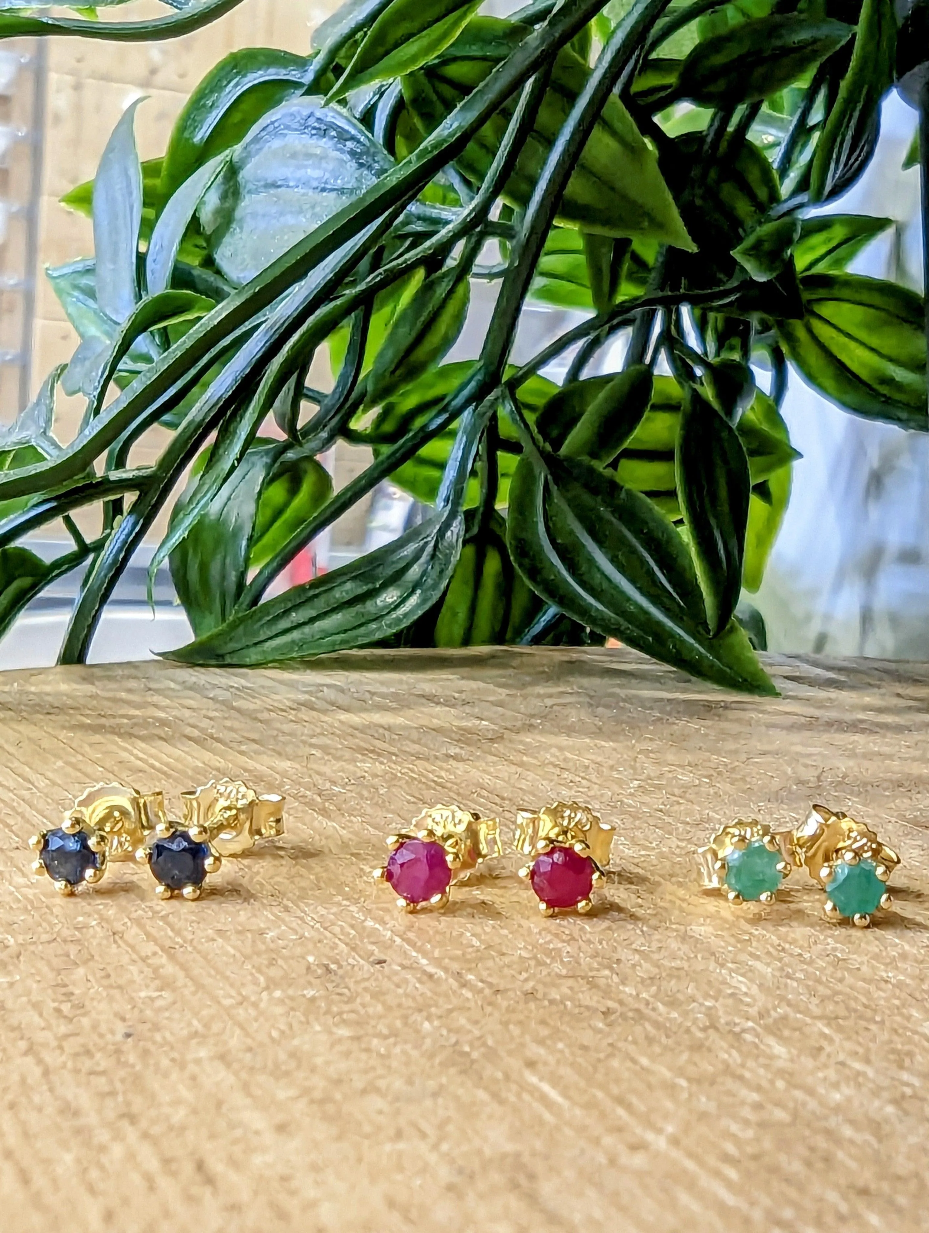 9ct Yellow Gold 3mm Ruby Stud Earrings