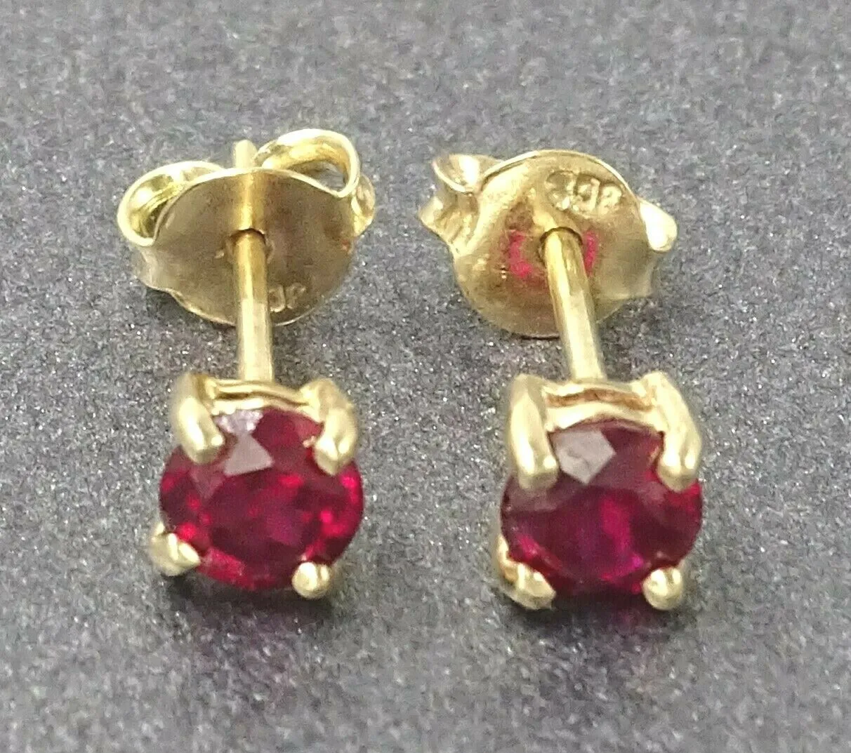 9ct Yellow Gold Ruby Claw Set Stud Earrings