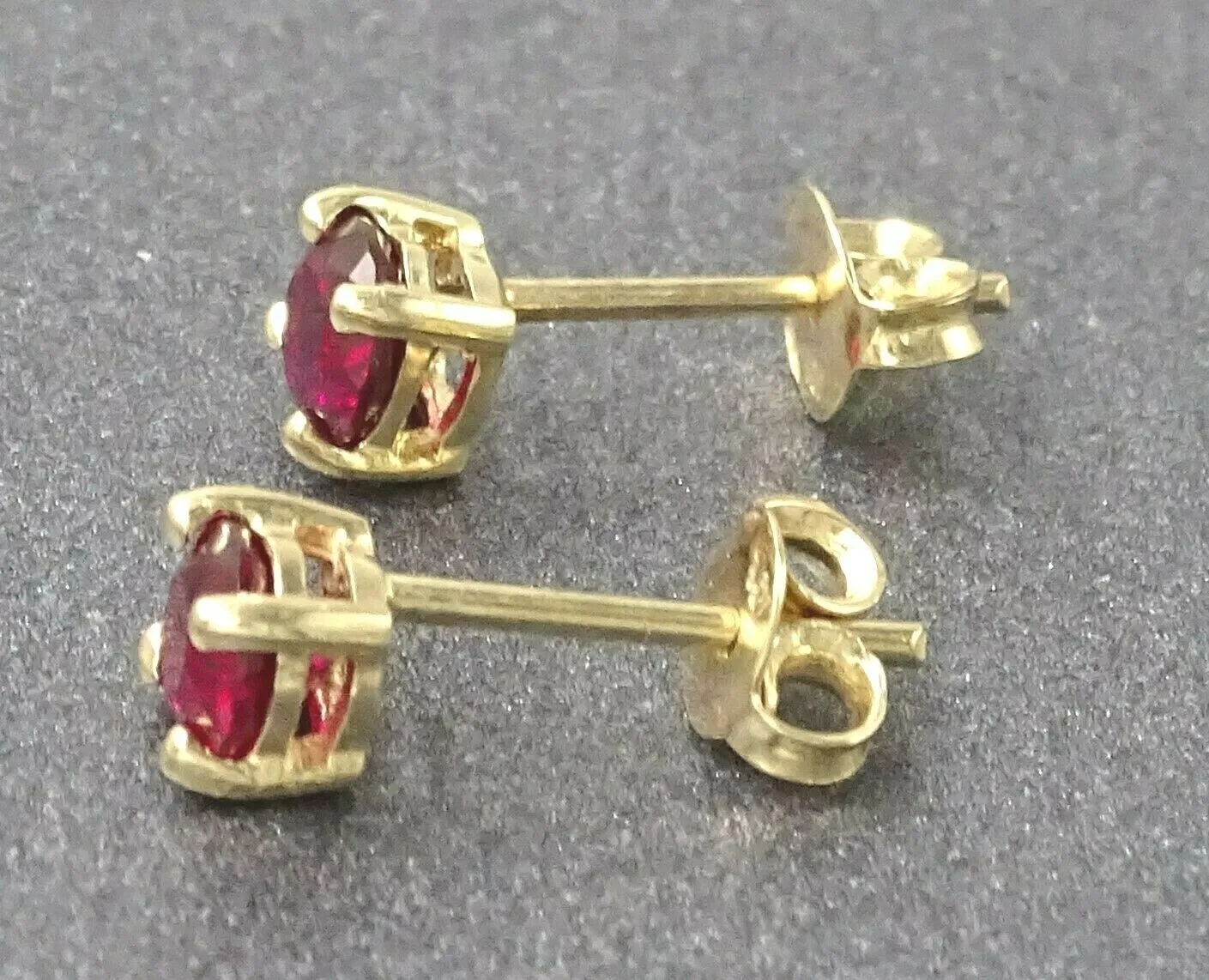 9ct Yellow Gold Ruby Claw Set Stud Earrings