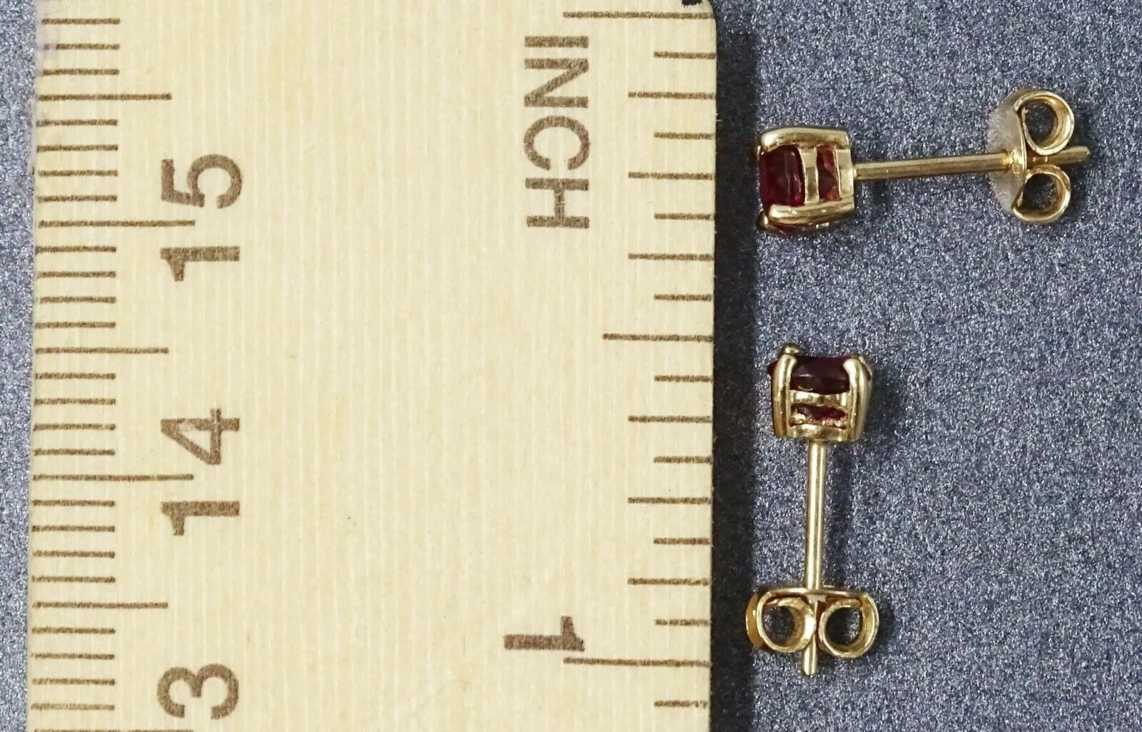 9ct Yellow Gold Ruby Claw Set Stud Earrings