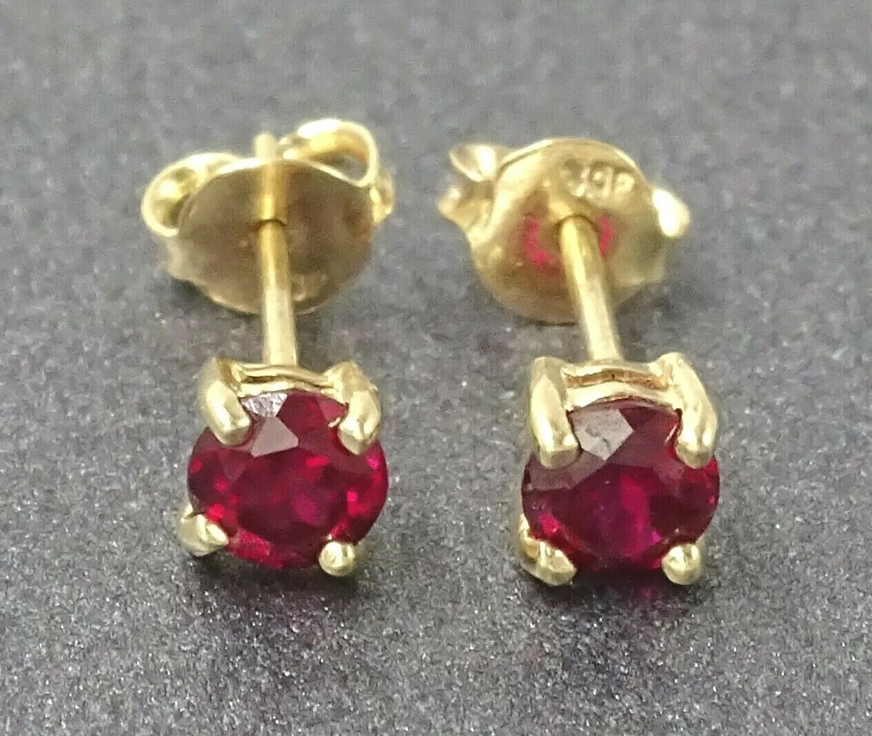 9ct Yellow Gold Ruby Claw Set Stud Earrings