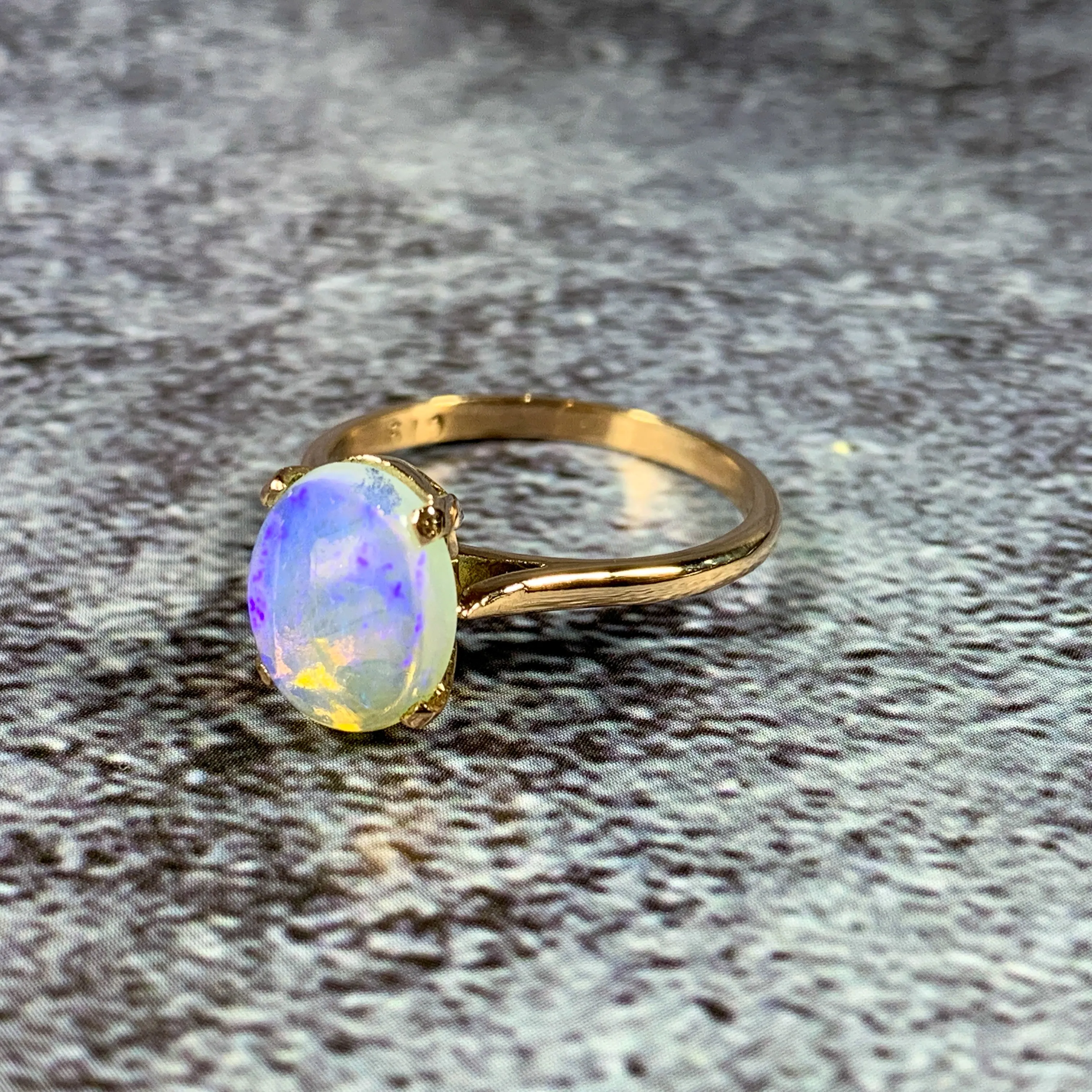 9kt Rose Gold Light Opal 1.64ct solitaire ring