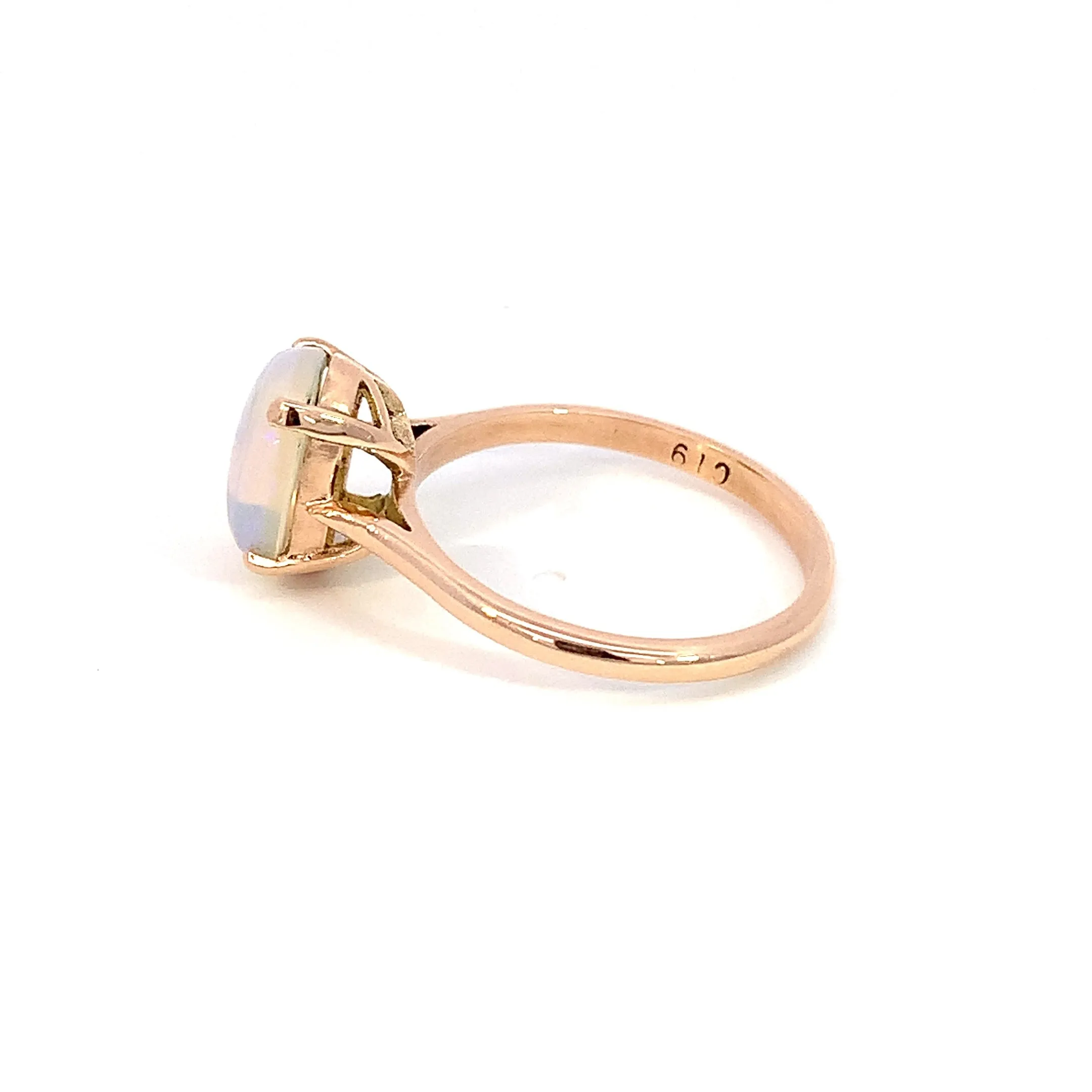 9kt Rose Gold Light Opal 1.64ct solitaire ring