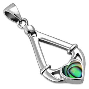 Abalone Shell Irish Claddagh Silver Pendant