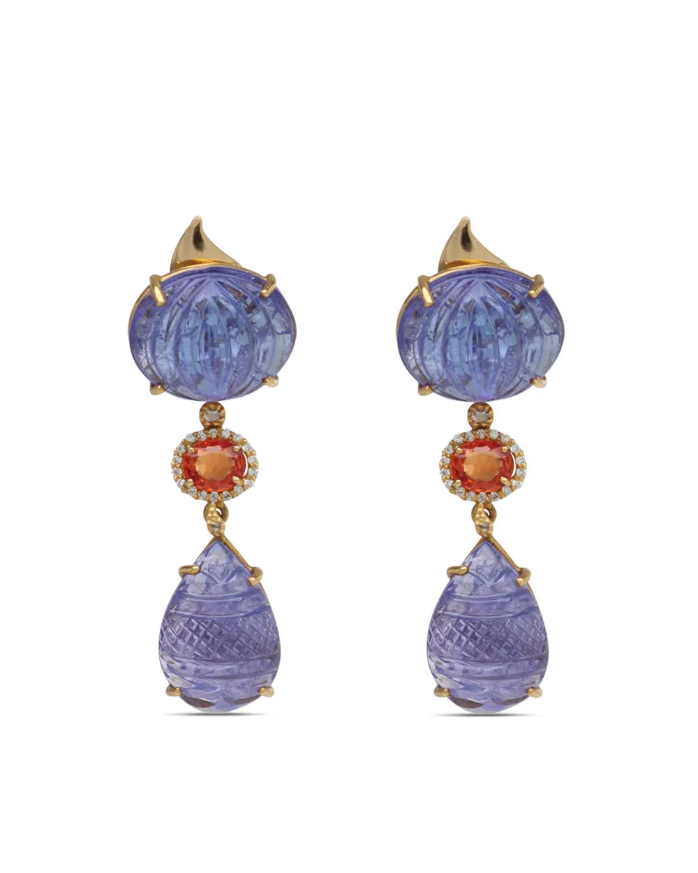 Affinity Tanzanite and Orange Sapphire Earrings