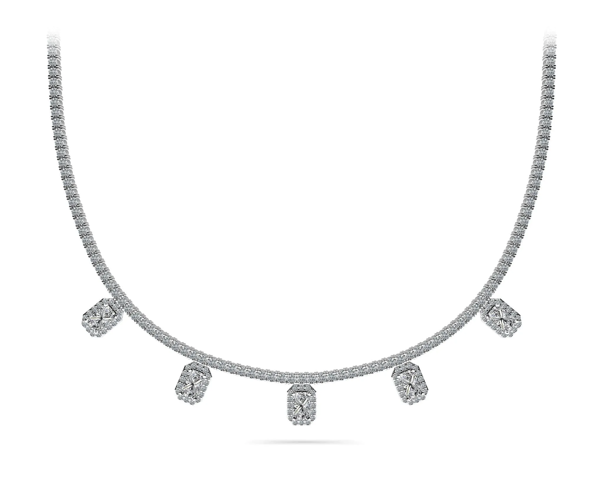 Alluring Diamond Tennis Lab-Grown Diamond Necklace with 8.17 ct.(finished) 5x3mm, 1.1mm, 2.2mm