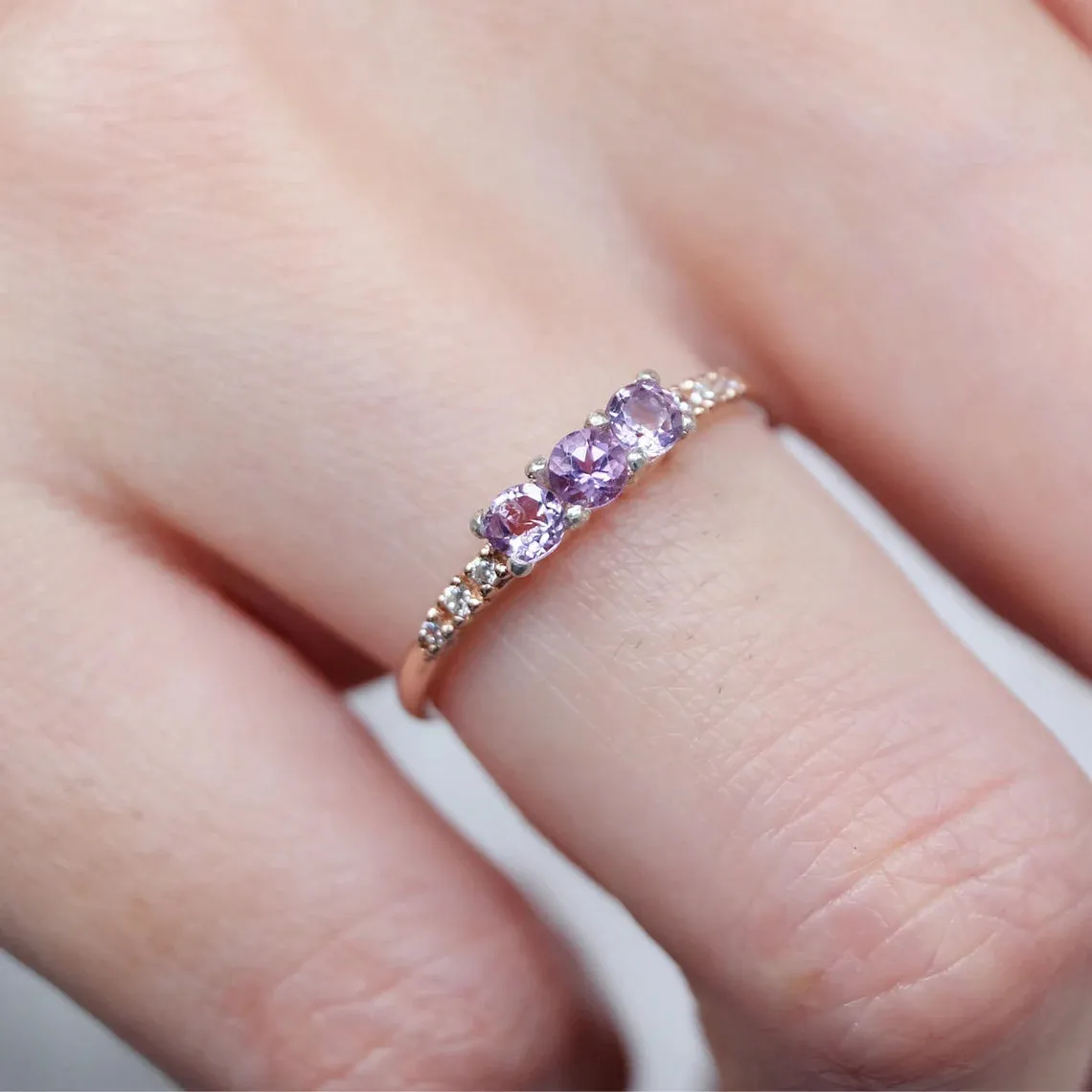 Amethyst Stacking Rings - 14k Rose Gold Vermeil Ring