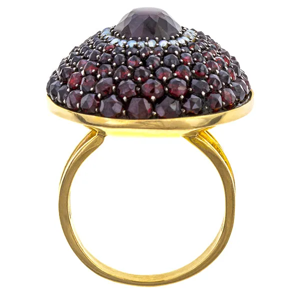 Antique Bohemian Garnet & Pearl Ring