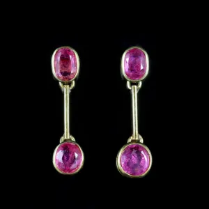 Antique Victorian Ruby Dropper Earrings 18Ct Gold Circa 1900