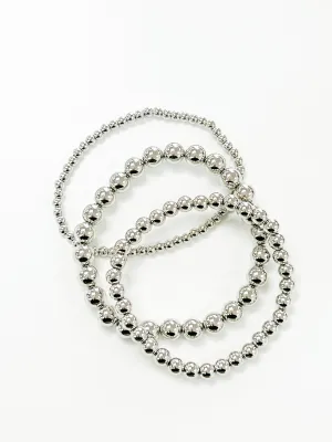 April - Stretchable Beaded Bracelets (Silver)