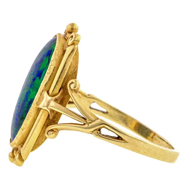 Art Nouveau Black Opal Ring