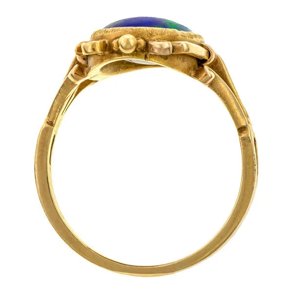 Art Nouveau Black Opal Ring