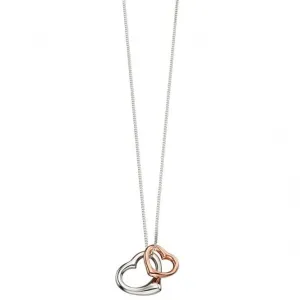 Beginnings Sterling Silver P4172 Rose Gold Double Heart Pendant