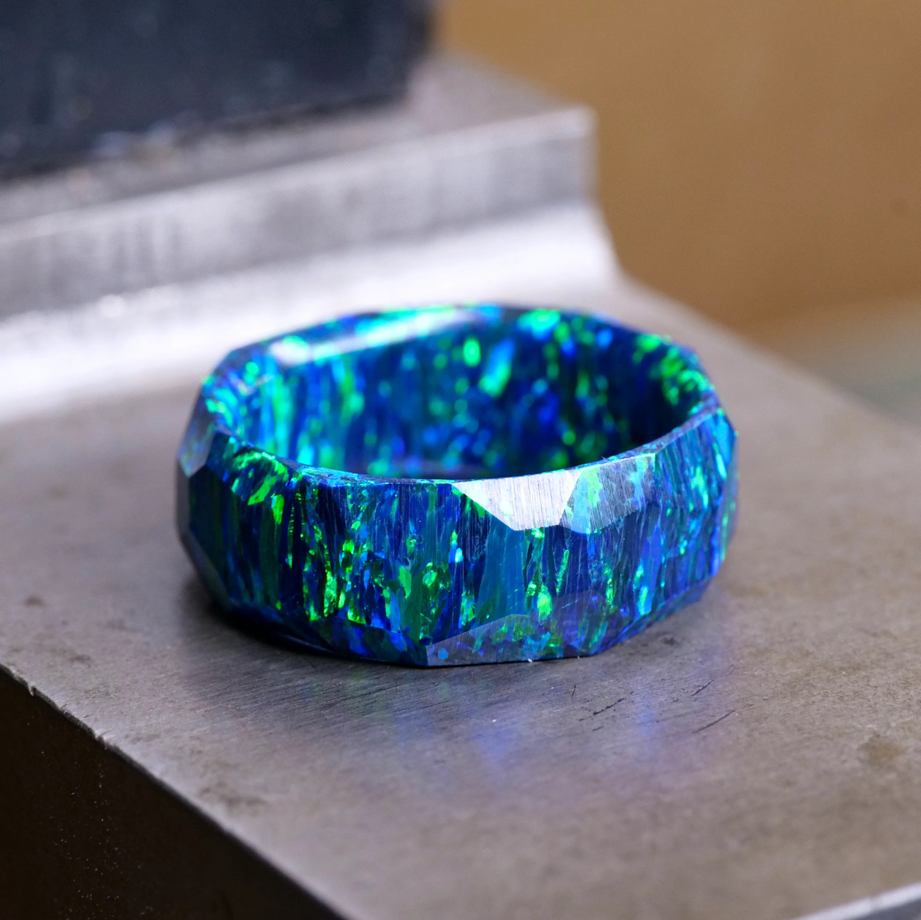 Black Emerald Opal Ring