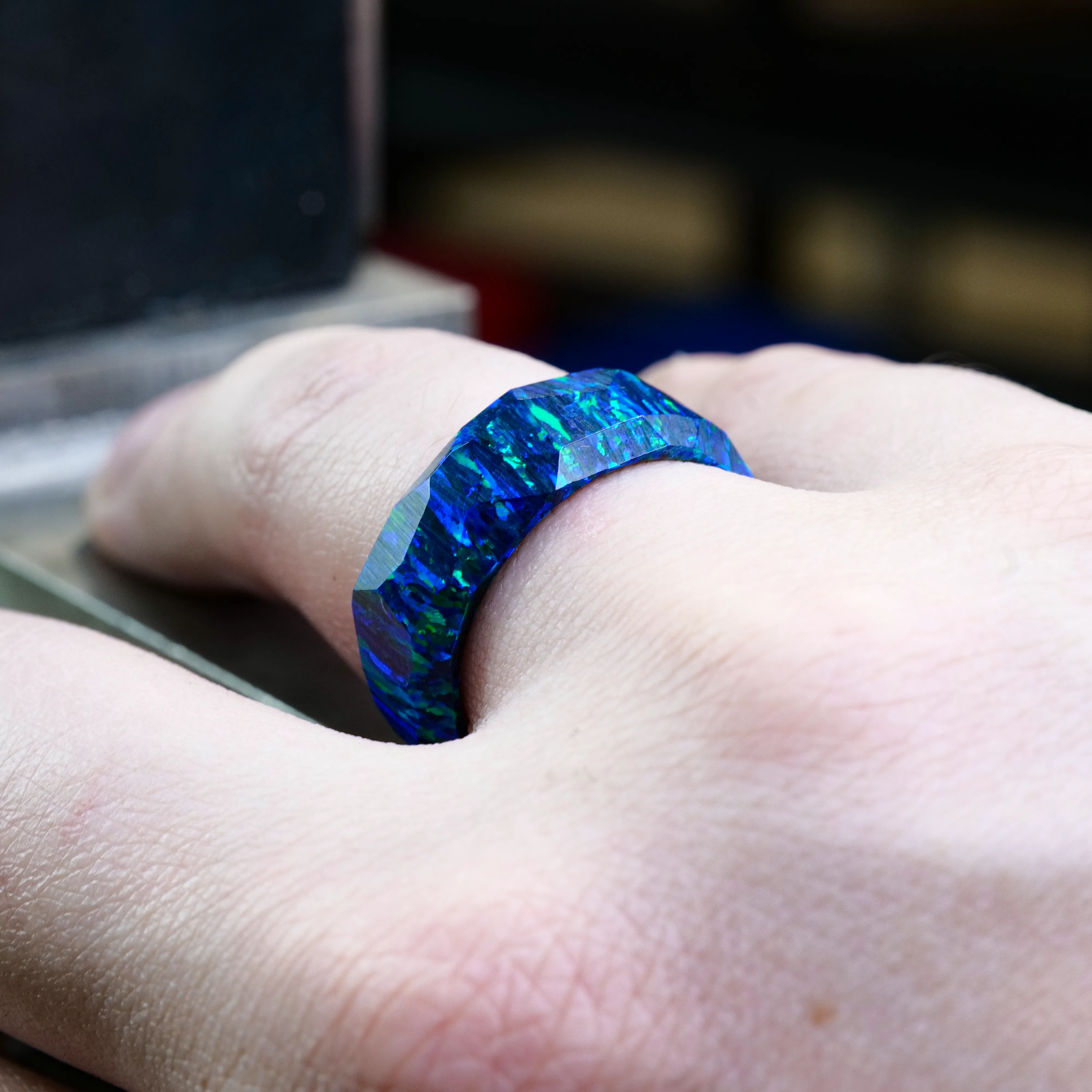 Black Emerald Opal Ring