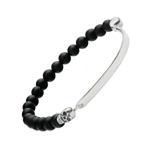 Black Onyx & Sterling Skull Flex Bracelet