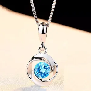 blue crystal pendant female zircon retro S925 sliver Necklace cognate sapphire jewelry pendant Gemstone