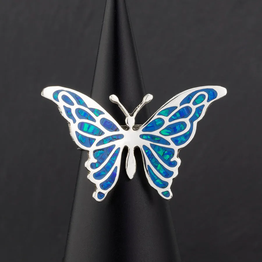 Blue Opal Butterfly Ring