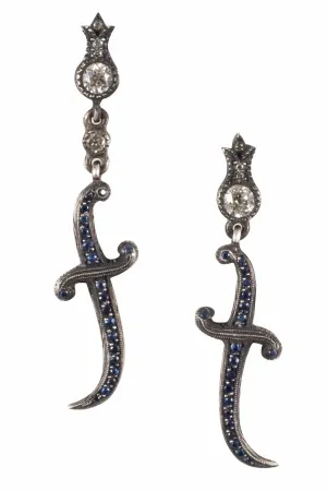 Blue Sapphire Dagger Earrings