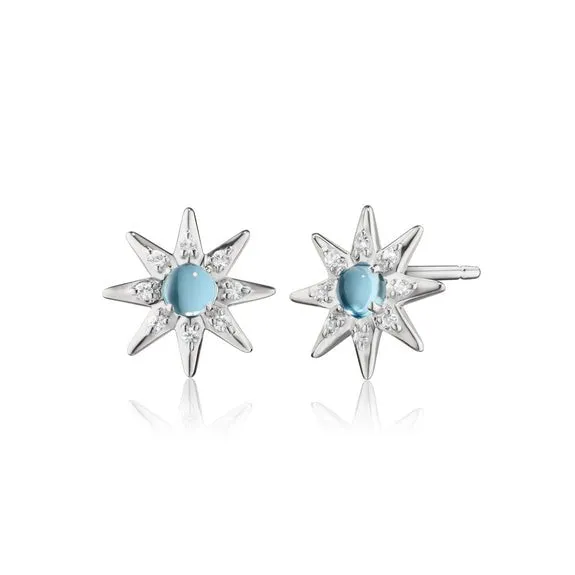 BLUE TOPAZ & SAPPHIRE STAR STUD EARRINGS