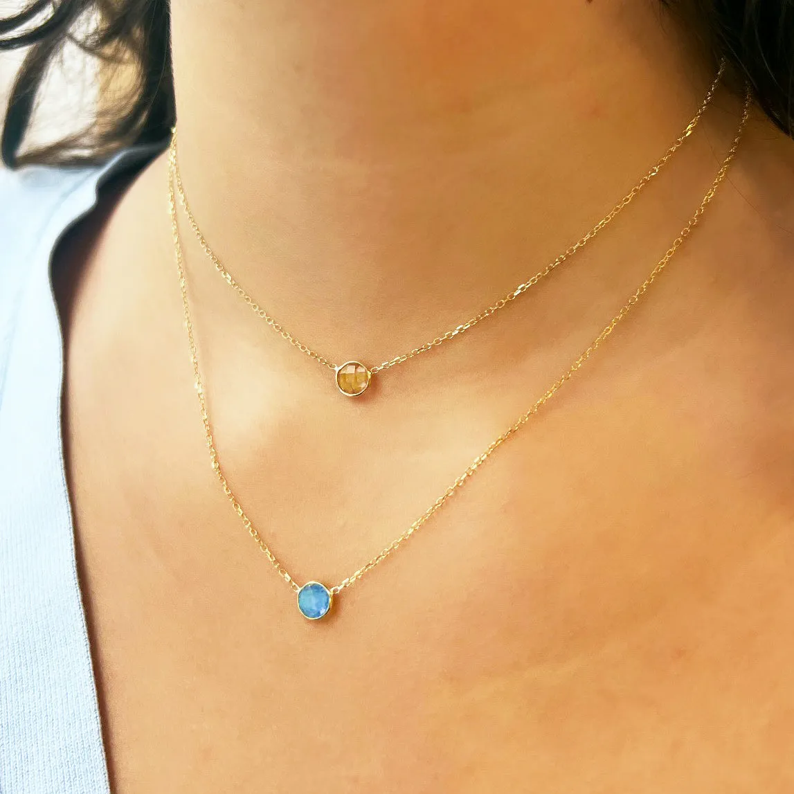 Blue Topaz Single Bezel Necklace