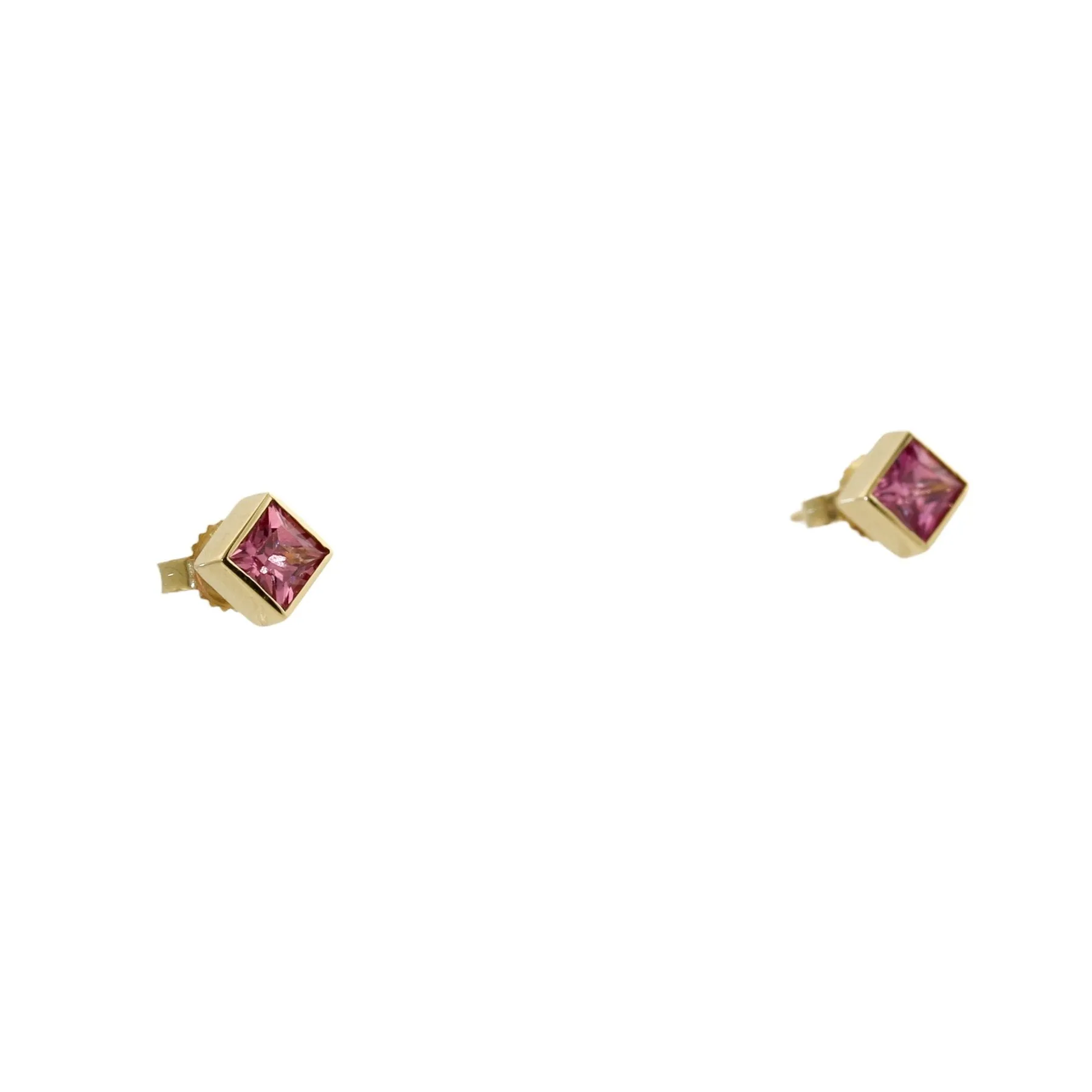 Blushing 14k Padparadscha Sapphire Studs