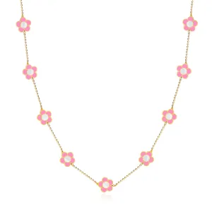 Bubblegum Pink Daisy Necklace