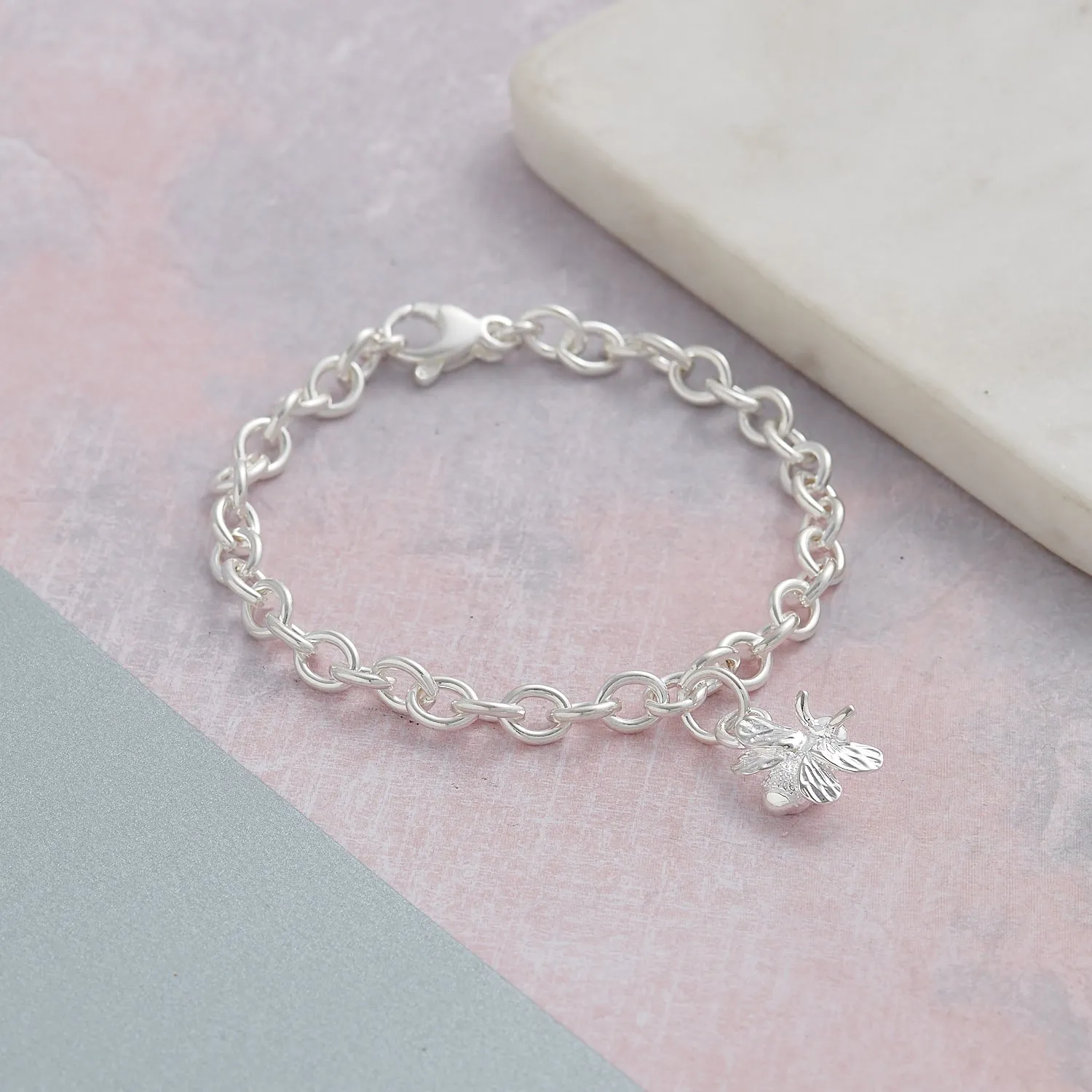 Bumble-Bee Silver Charm Bracelet