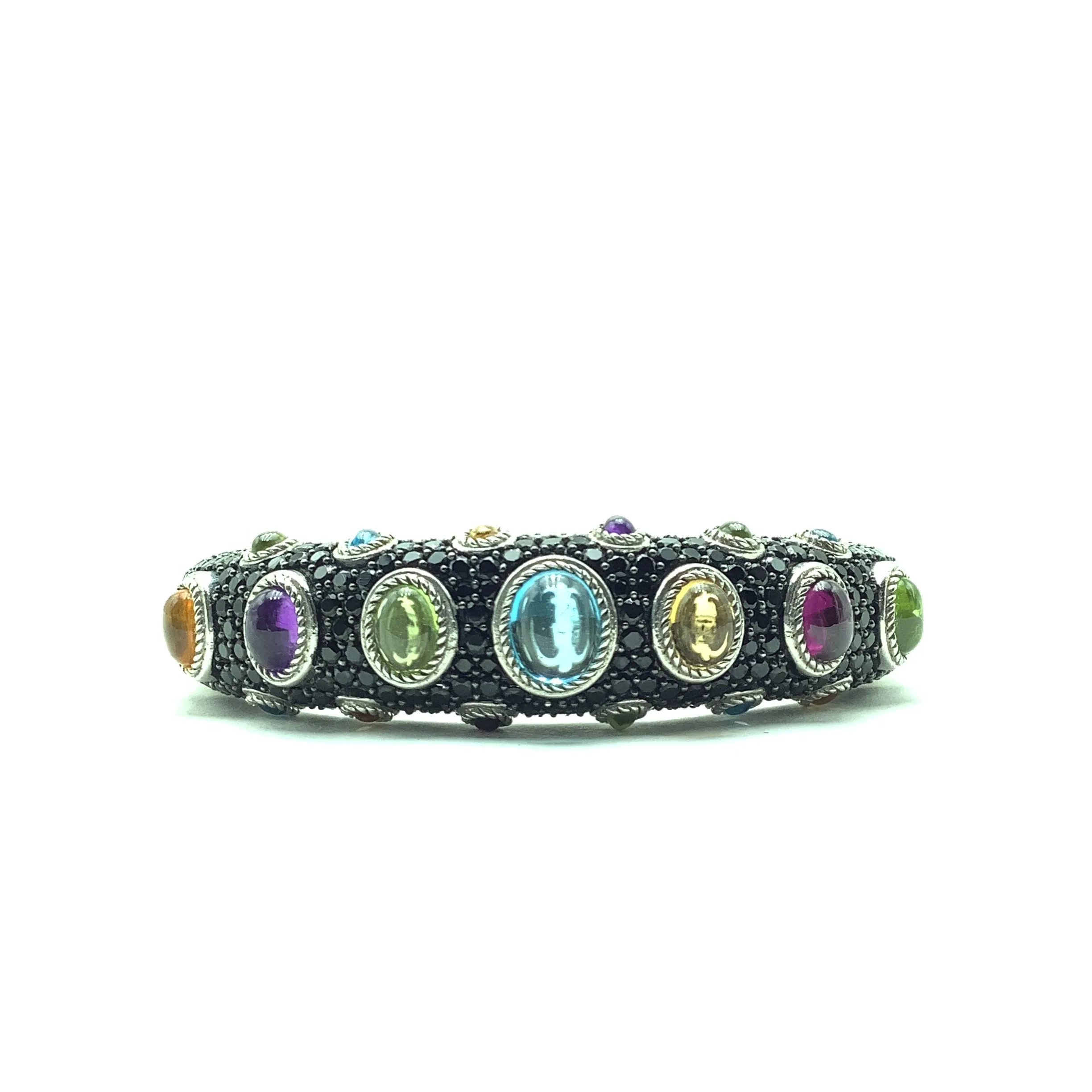 Cabochon Hinged Cuff Bracelet