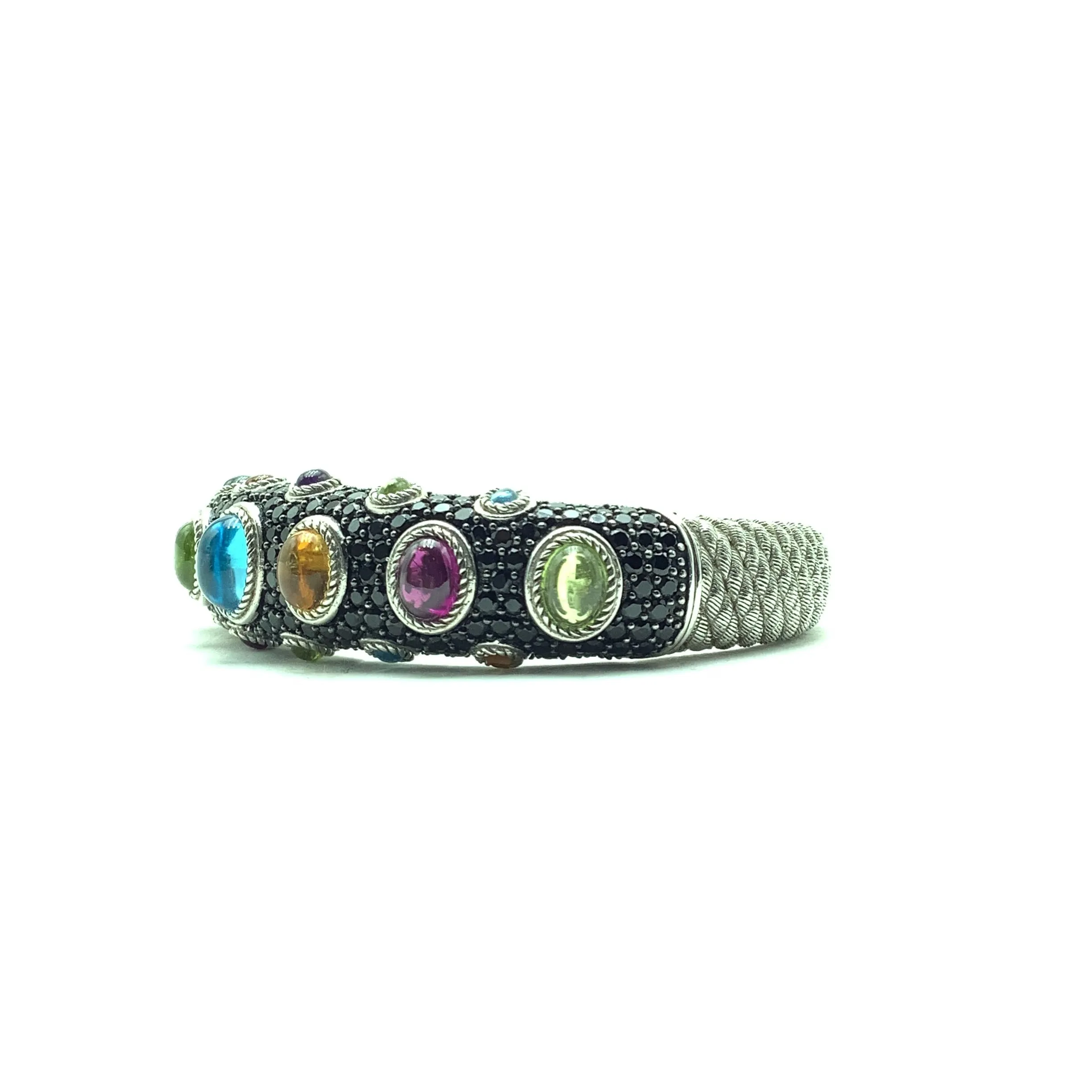 Cabochon Hinged Cuff Bracelet