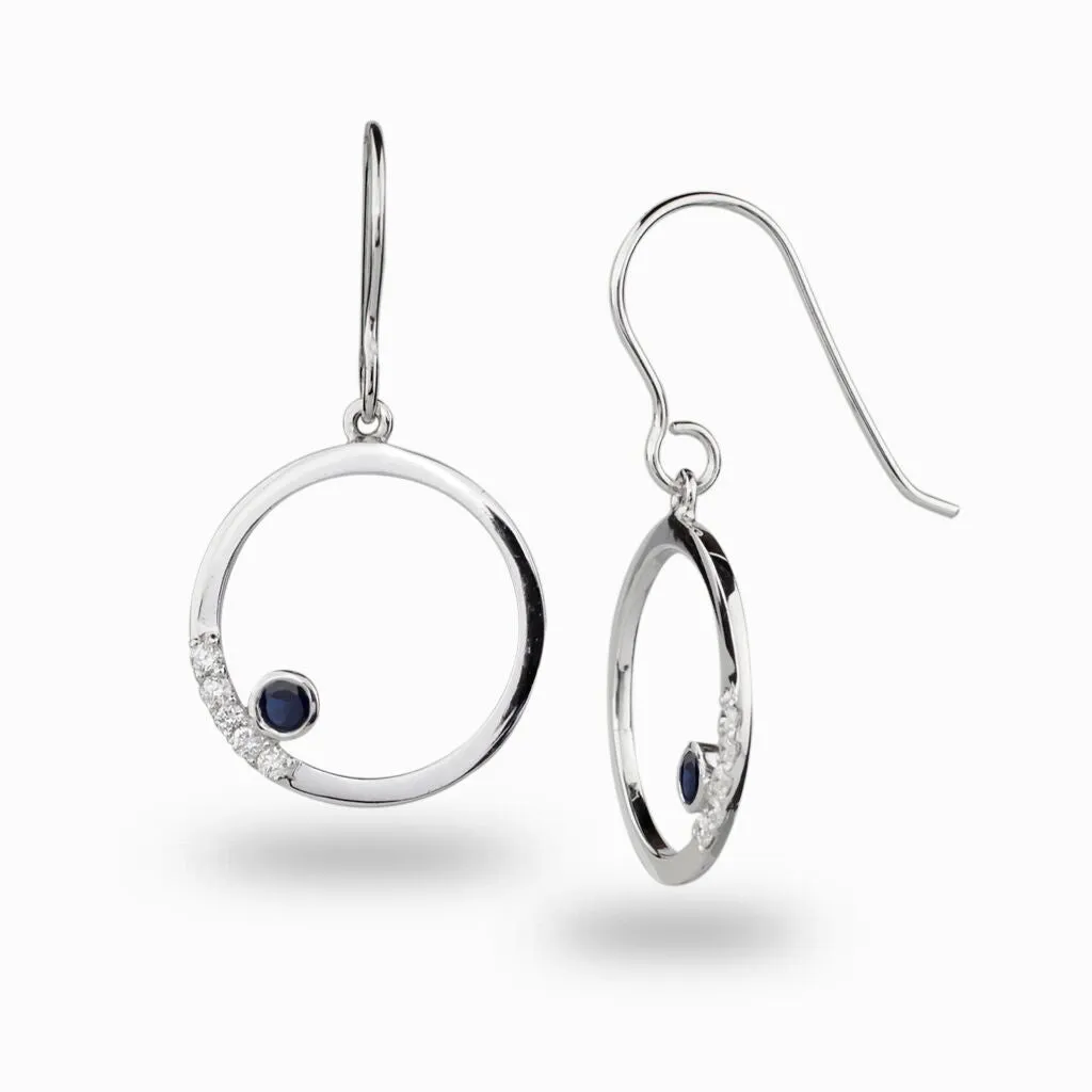 Cercle: Sapphire & Diamond Drop Earrings