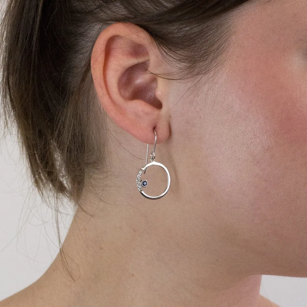 Cercle: Sapphire & Diamond Drop Earrings