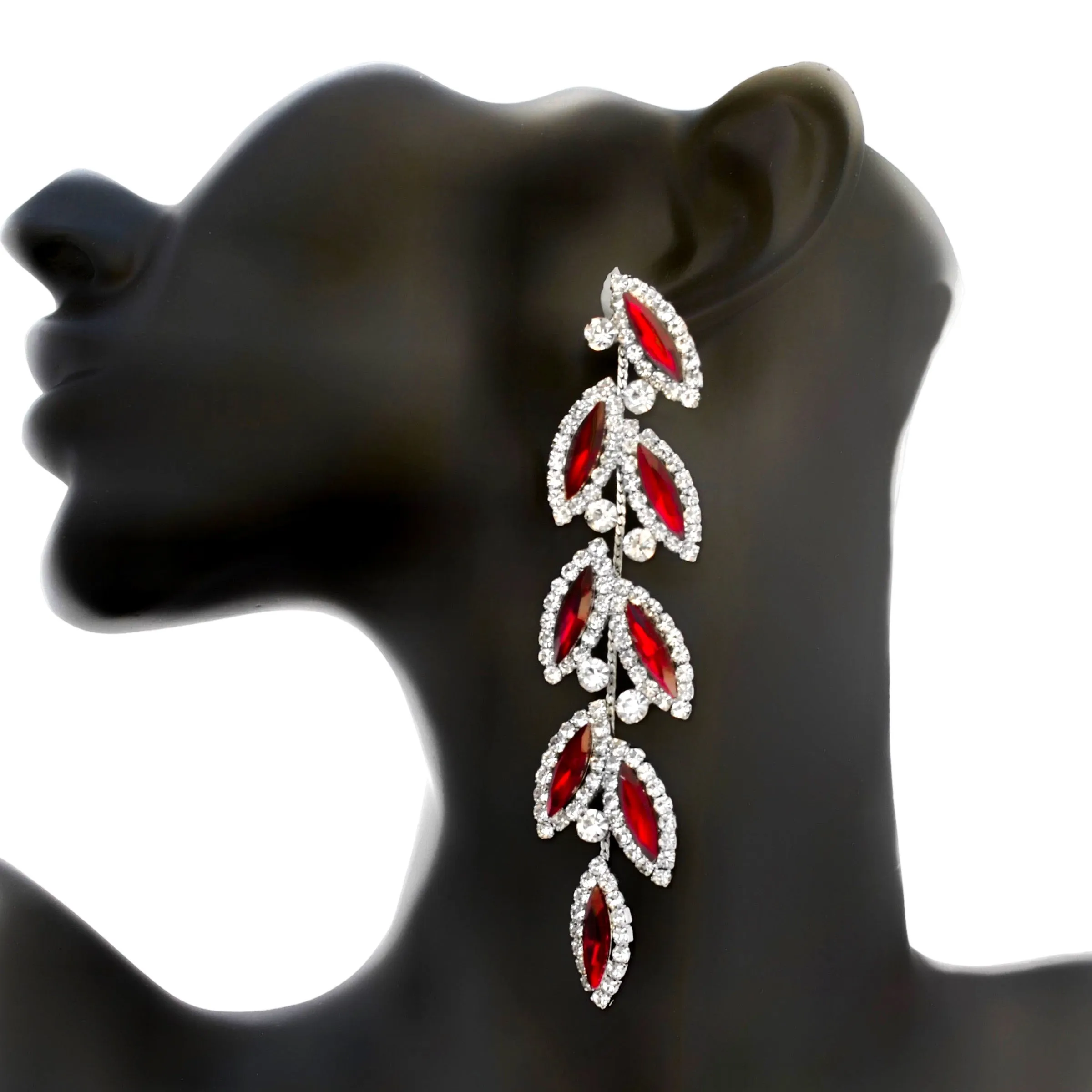 CHARLO - clear Ruby vine marquise rhinestone earrings