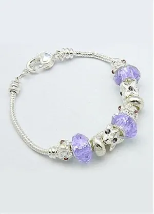 Cheap Alloy Beads and Glass Beads, Lilac European Style Bracelets