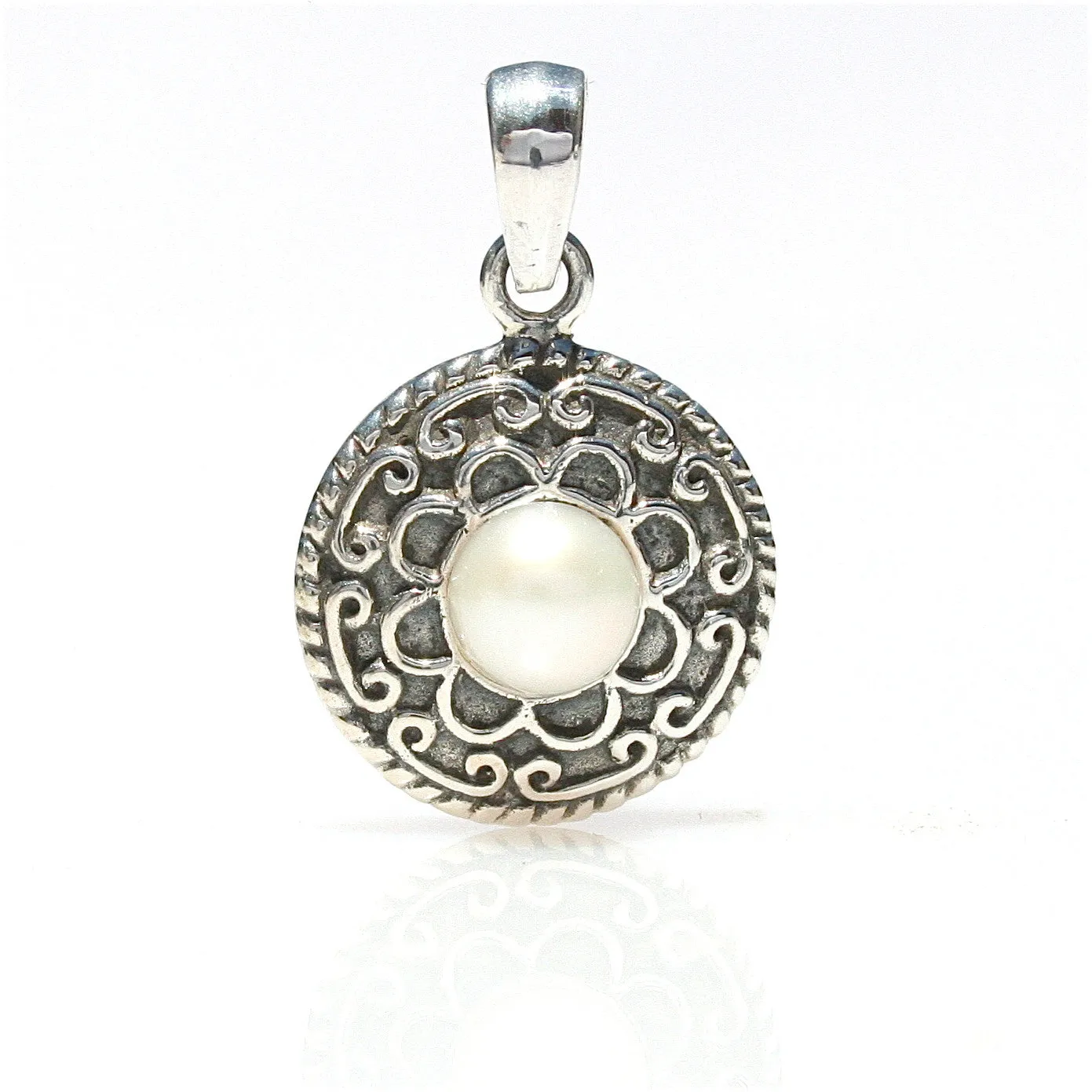 Chinatown Ladies Oxide Sterling Silver & Pearl Pendant