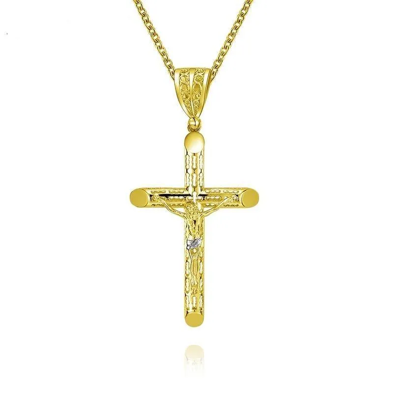 Classic Crucifix Cross Charm 14K Solid Gold Anniversary Birthday Christian Jewelry Classic Vintage Christ Pendant